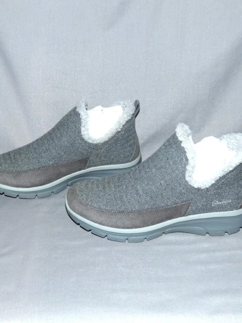 Skechers Charcoal Easy Going Winter Kiss Slip On Shoes Women 11 Relaxed Fit